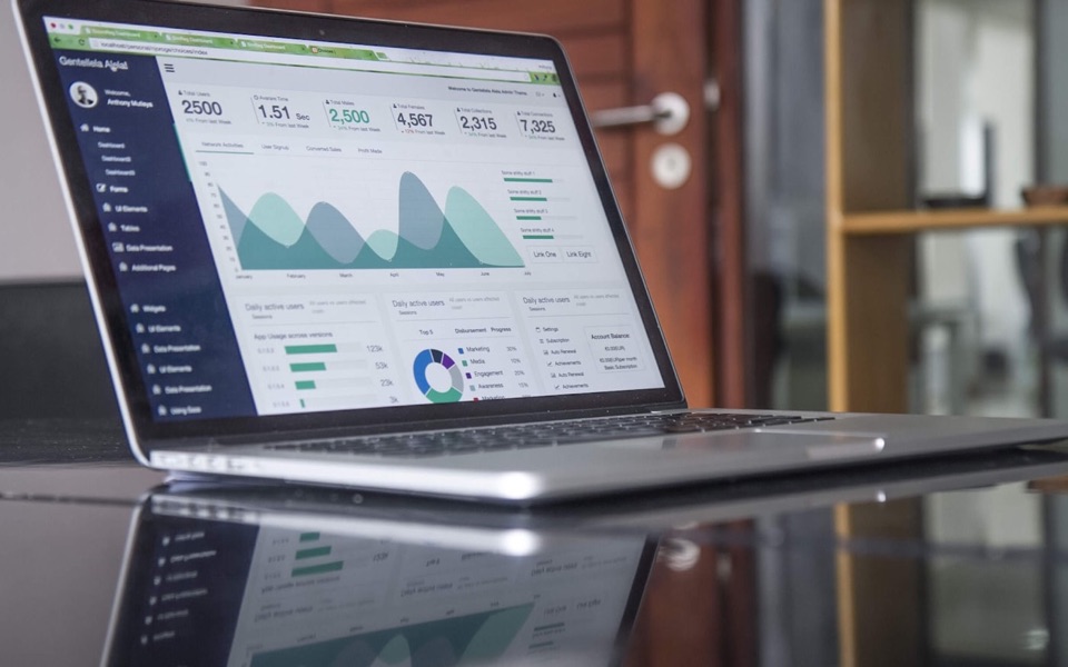Notebook con un panel de métricas de campañas